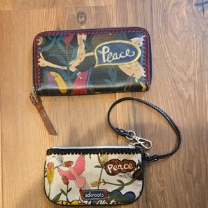 Sakroots Colorful Peace Wristlet and Wallet Set